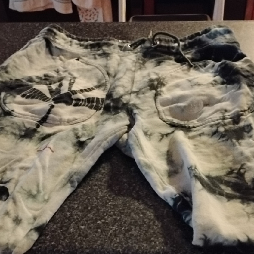 PRPS Black and White Tie-Dye Athletic Shorts